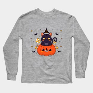 Halloween - Cat - New Year - Pumpkin Long Sleeve T-Shirt